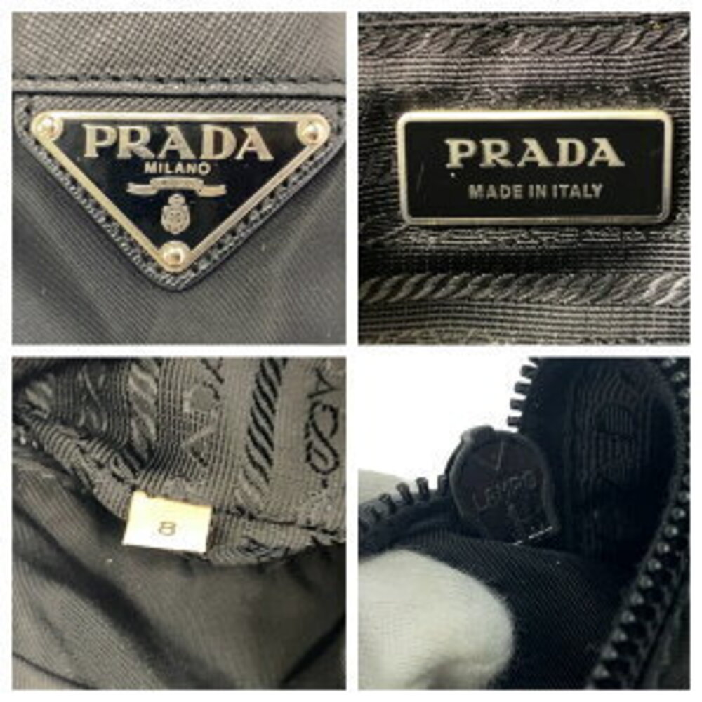 Prada logo triangular Nylon crossbody bag plate black shoulder messenger Tessuto - Picture 9 of 10